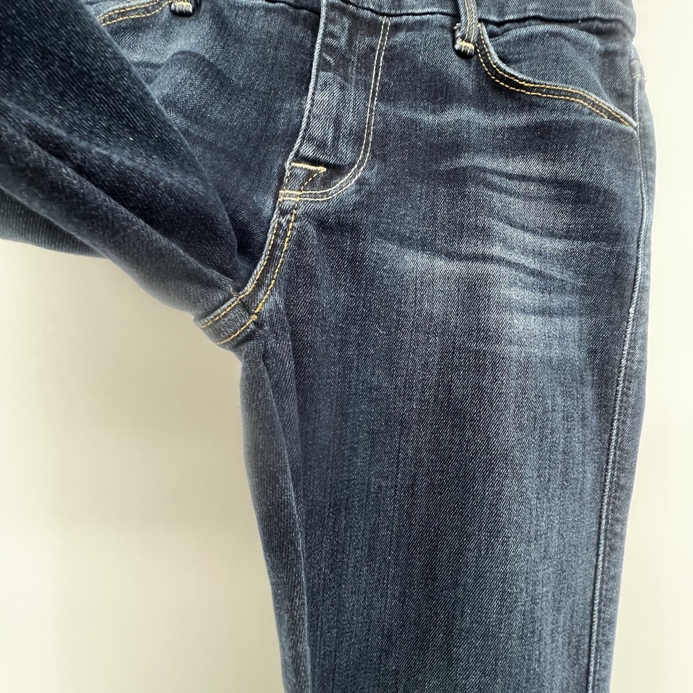 Seven 7 For All Mankind Jeans Skinny Bootcut Dark Wash Sz 26 Raw Hem Modified - Picture 14 of 16